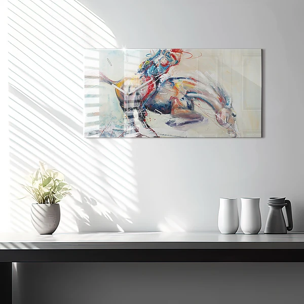 Horizontale Uhr Illustration Galoppierende Pferde
