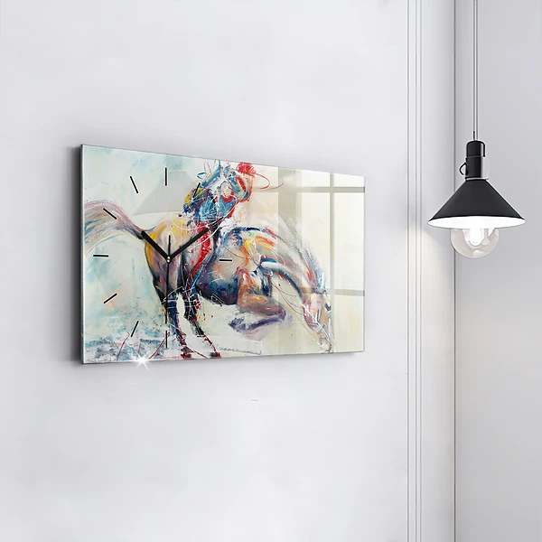 Horizontale Uhr Illustration Galoppierende Pferde