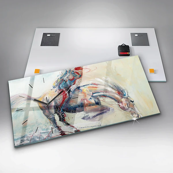 Horizontale Uhr Illustration Galoppierende Pferde