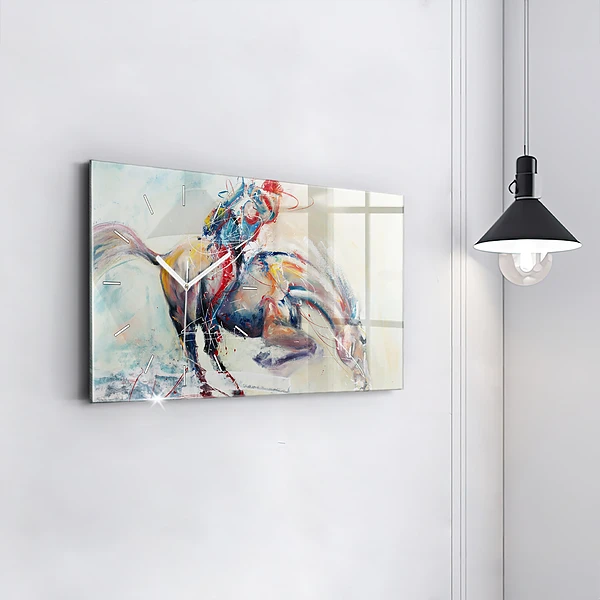 Horizontale Uhr Illustration Galoppierende Pferde