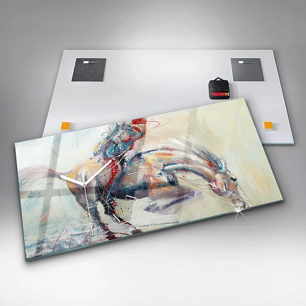 Horizontale Uhr Illustration Galoppierende Pferde