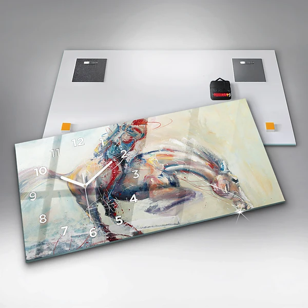 Horizontale Uhr Illustration Galoppierende Pferde