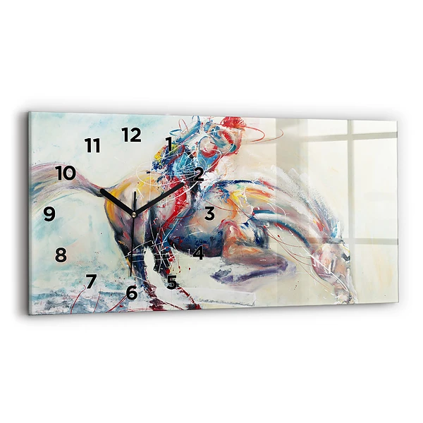 Horizontale Uhr Illustration Galoppierende Pferde