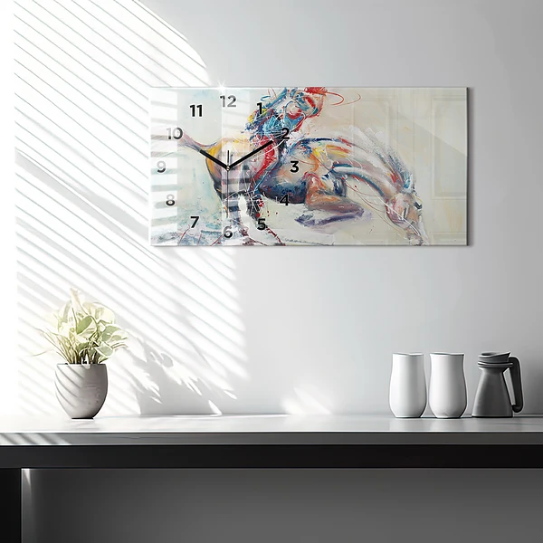 Horizontale Uhr Illustration Galoppierende Pferde