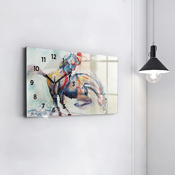 Horizontale Uhr Illustration Galoppierende Pferde