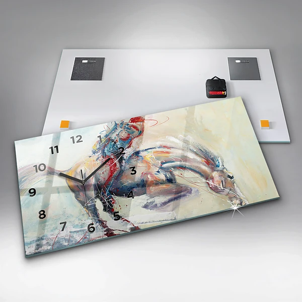 Horizontale Uhr Illustration Galoppierende Pferde