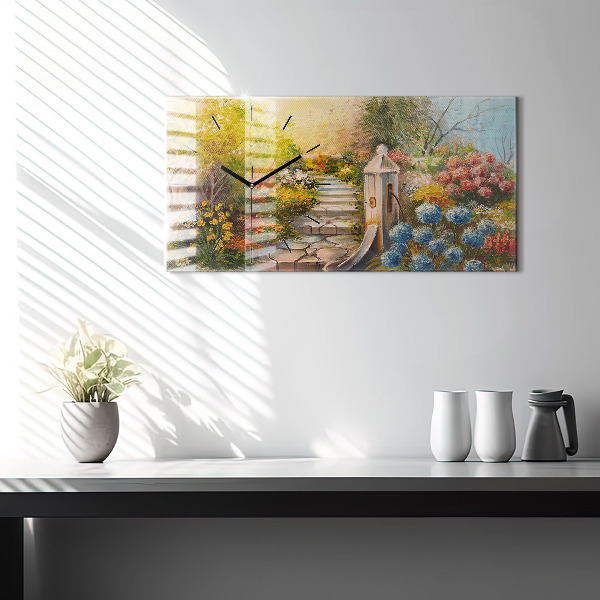 Horizontale Uhr mit motiv Ölkomposition in einem Wald