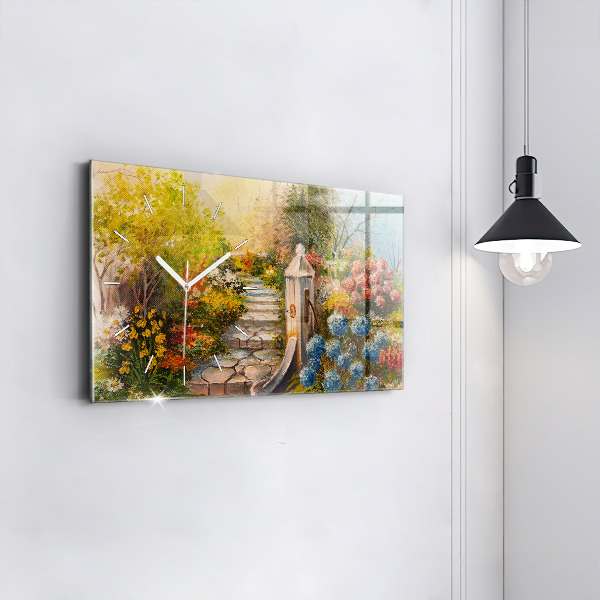 Horizontale Uhr mit motiv Ölkomposition in einem Wald