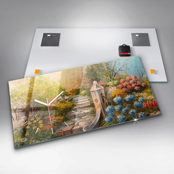 Horizontale Uhr mit motiv Ölkomposition in einem Wald