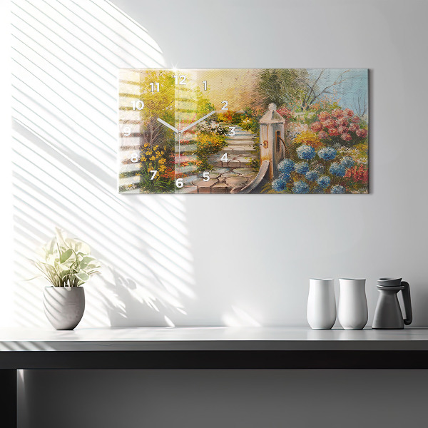 Horizontale Uhr mit motiv Ölkomposition in einem Wald