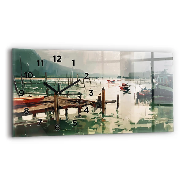Horizontale Uhr Fischerboote im Hafen
