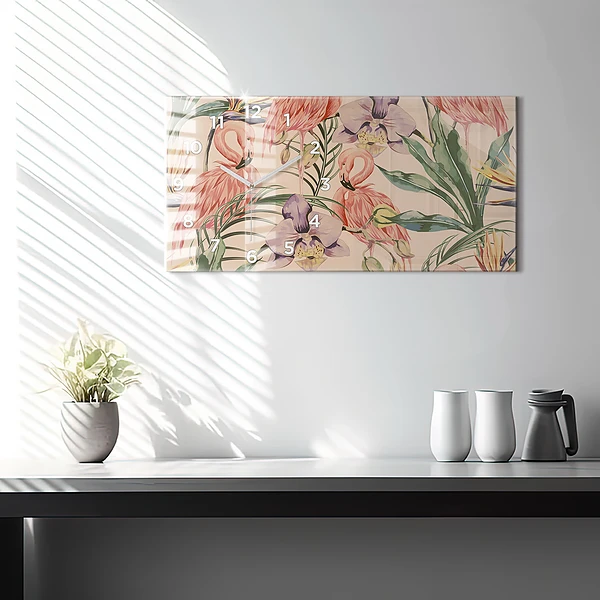 Horizontale Uhr mit motiv Tropische Palmenblätter
