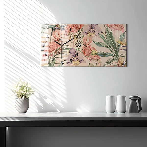 Horizontale Uhr mit motiv Tropische Palmenblätter