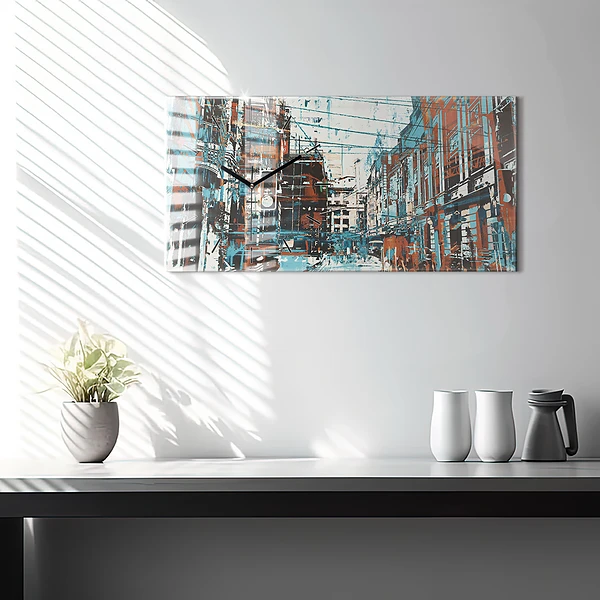 Horizontale Uhr mit motiv Straßenkunst