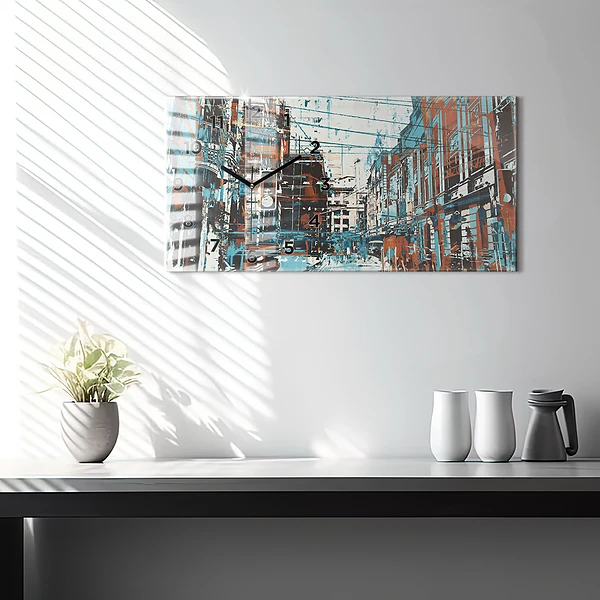 Horizontale Uhr mit motiv Straßenkunst