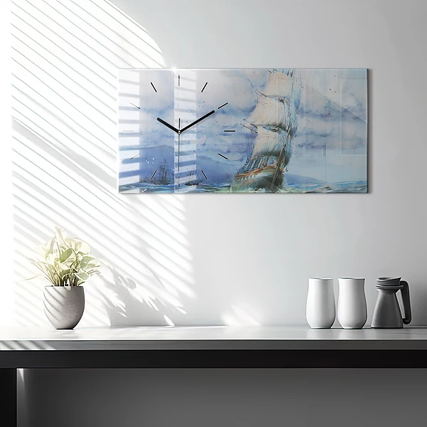 Horizontale Uhr mit motiv Schiff auf dem Wasser
