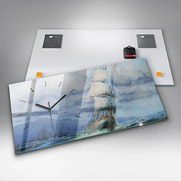 Horizontale Uhr mit motiv Schiff auf dem Wasser