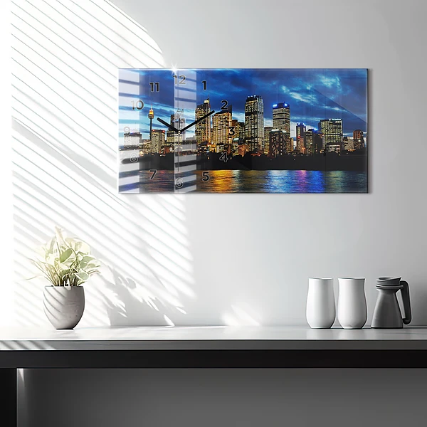 Horizontale Uhr mit motiv Sydney am Abend