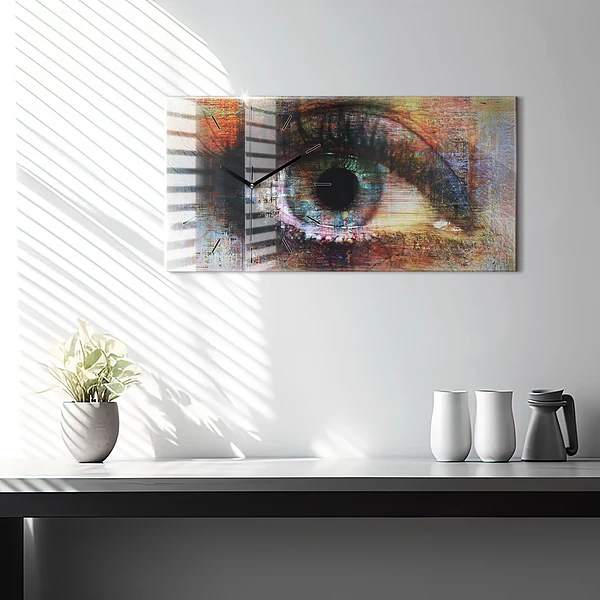 Horizontale Uhr Straßenkunst Auge