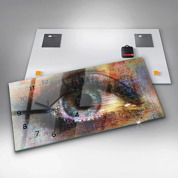 Horizontale Uhr Straßenkunst Auge