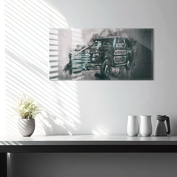 Horizontale Uhr mit motiv Oldschool Auto
