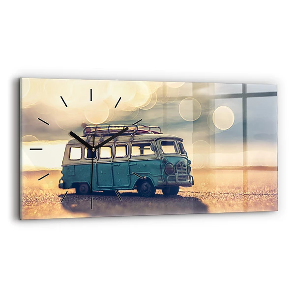 Horizontale Uhr mit motiv Camper am Strand