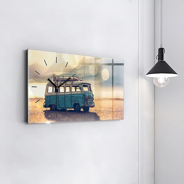 Horizontale Uhr mit motiv Camper am Strand