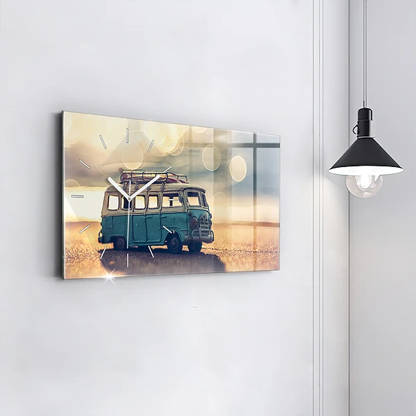 Horizontale Uhr mit motiv Camper am Strand