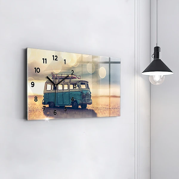 Horizontale Uhr mit motiv Camper am Strand