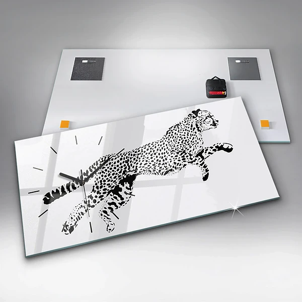 Horizontale Uhr mit motiv Silhouette eines Panthers