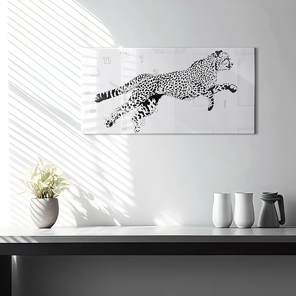 Horizontale Uhr mit motiv Silhouette eines Panthers