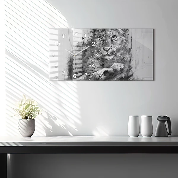 Horizontale Uhr mit motiv Gemalter Löwe