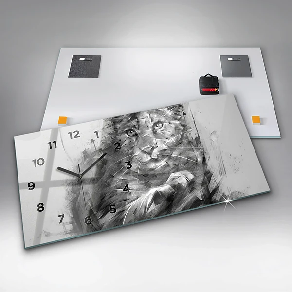 Horizontale Uhr mit motiv Gemalter Löwe