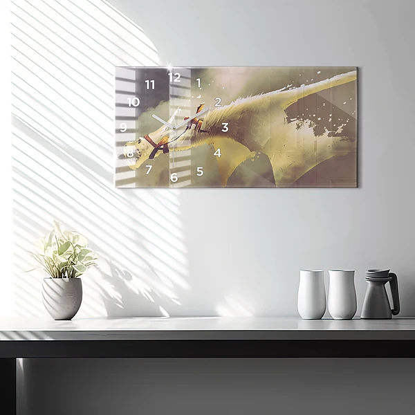 Horizontale Uhr Illustration eines Drachenreiters
