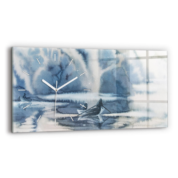 Horizontale Uhr mit motiv Winter See Boot