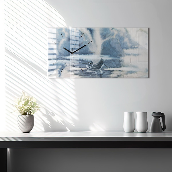 Horizontale Uhr mit motiv Winter See Boot