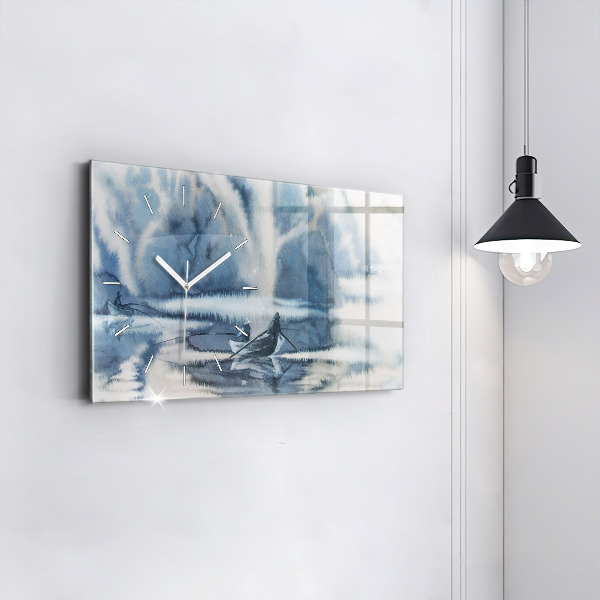 Horizontale Uhr mit motiv Winter See Boot