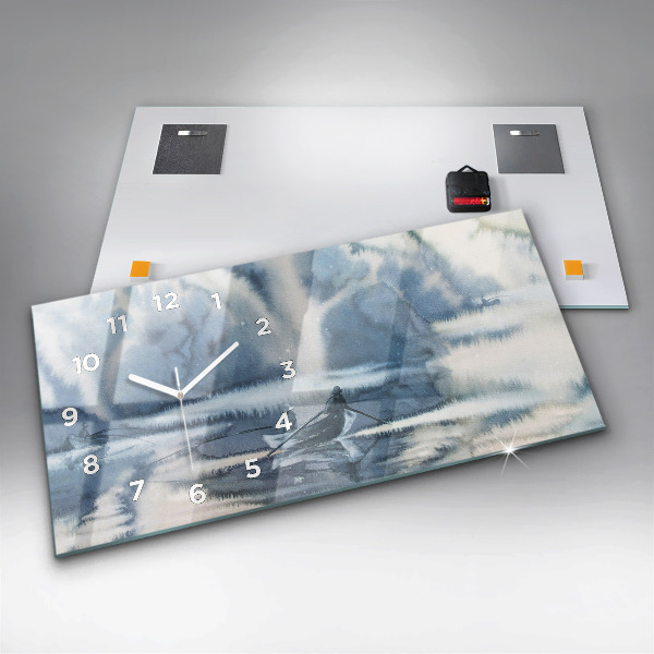 Horizontale Uhr mit motiv Winter See Boot