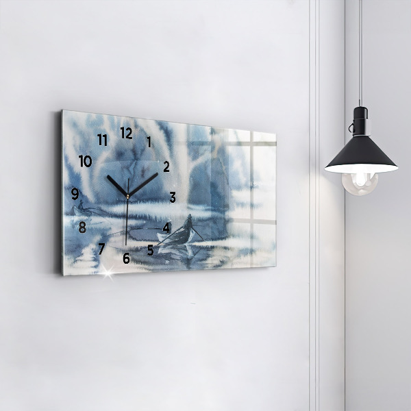 Horizontale Uhr mit motiv Winter See Boot