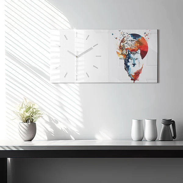 Horizontale Uhr Werwolf Vollmond und Luna