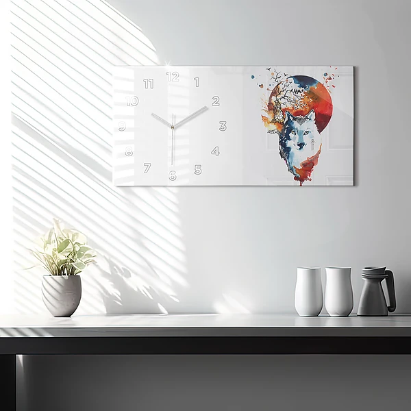 Horizontale Uhr Werwolf Vollmond und Luna