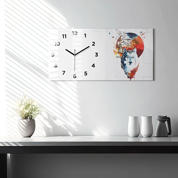 Horizontale Uhr Werwolf Vollmond und Luna