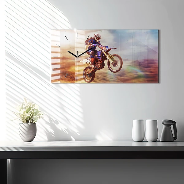 Horizontale Uhr mit motiv Enduro-Motocross