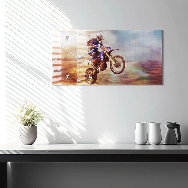 Horizontale Uhr mit motiv Enduro-Motocross