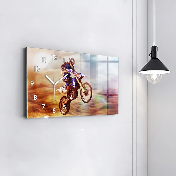 Horizontale Uhr mit motiv Enduro-Motocross