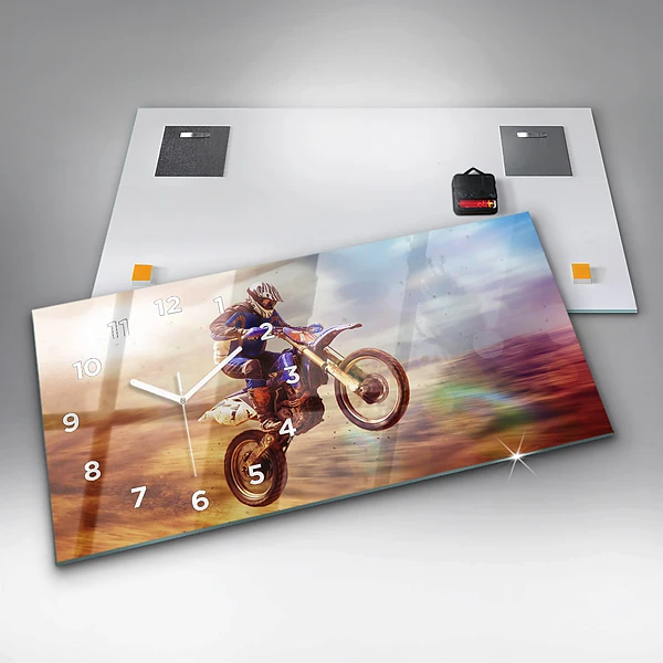 Horizontale Uhr mit motiv Enduro-Motocross