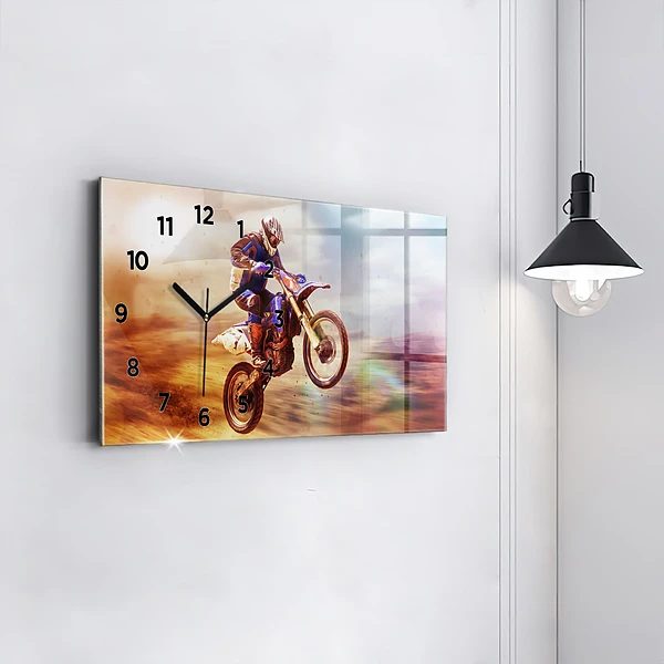 Horizontale Uhr mit motiv Enduro-Motocross
