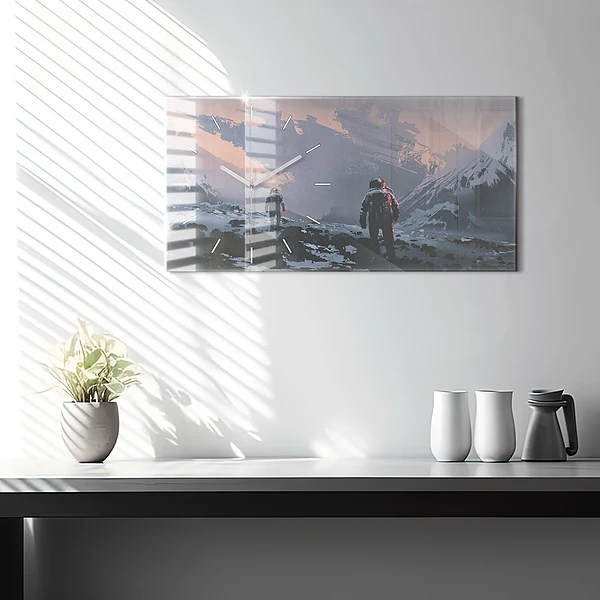 Horizontale Uhr mit motiv Astronauten Milchstraße