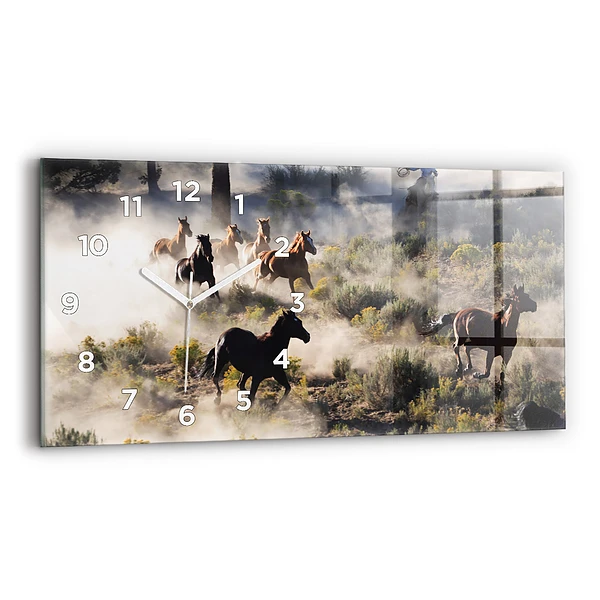 Horizontale Uhr mit motiv Herde von rasenden Pferden