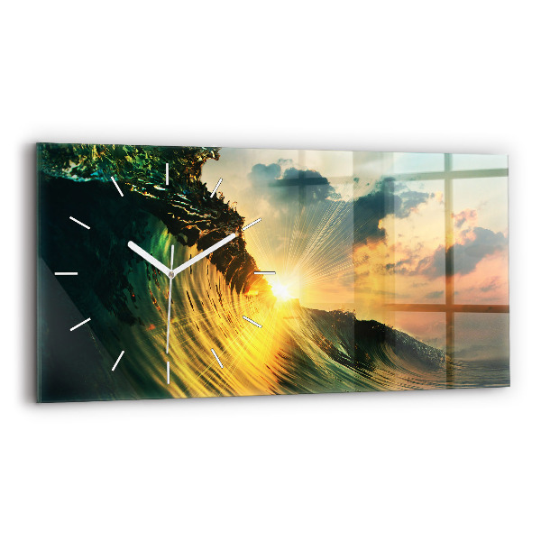 Horizontale Uhr Wellenperspektive Sonnenuntergang